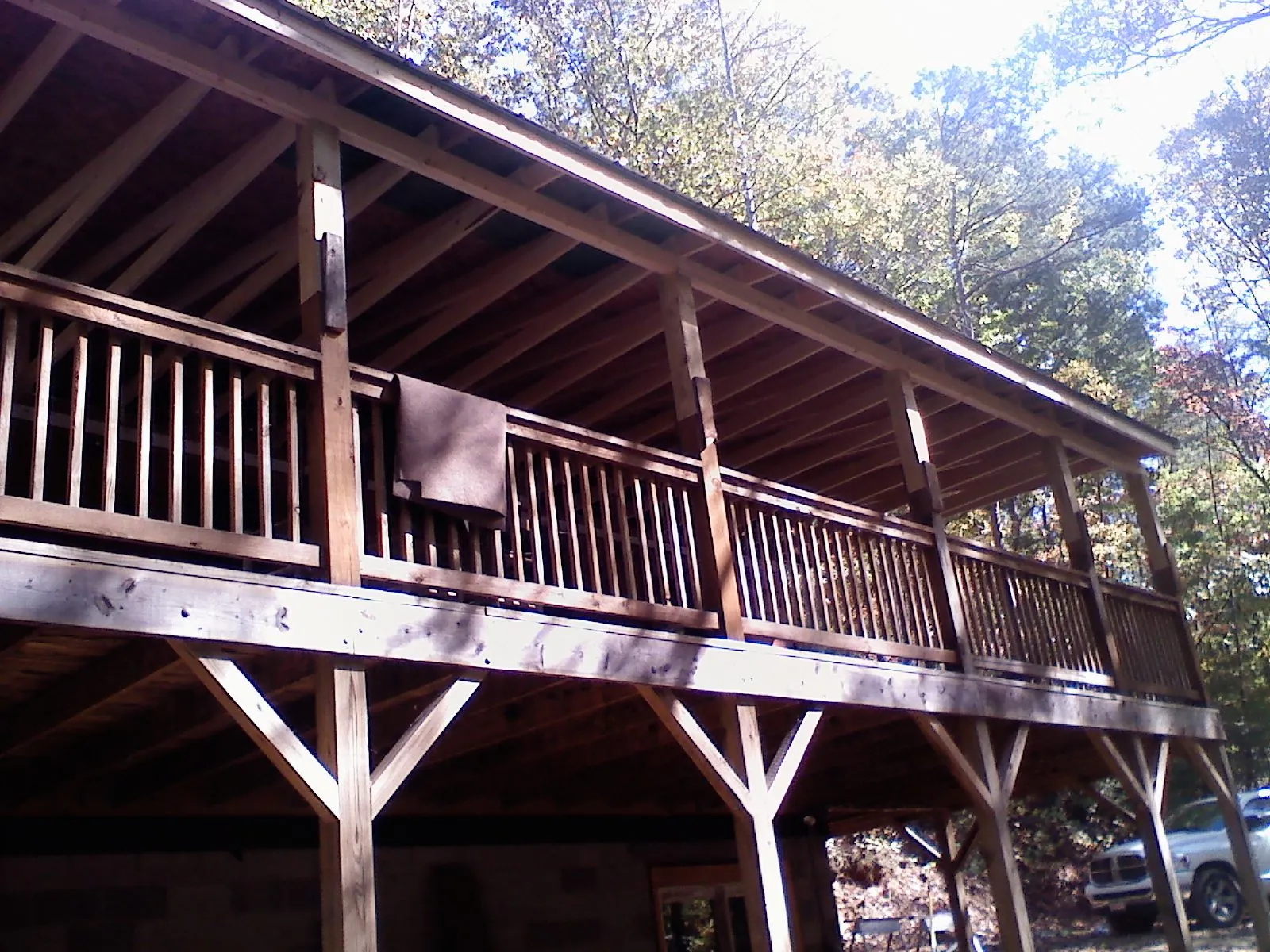 Timber framing under a new elevated porch and deck — Roof Leak Repair in Gallatin by Roofing Brothers